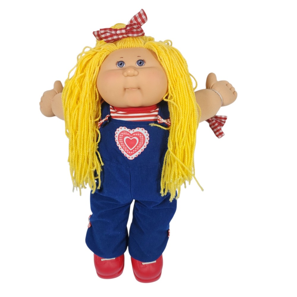 Cabbage Patch Kids CPK Doll Blond‎ Hair Blue Eyes Red White Checkered